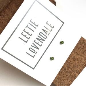 Leetie Lovendale Olive Green Stud Earrings